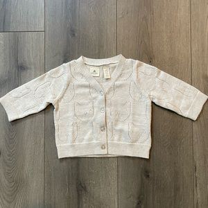 BNWT Baby Gap cat cardigan cream colored 0-3m